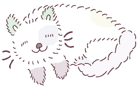 a very colorful drawn cat sleeping