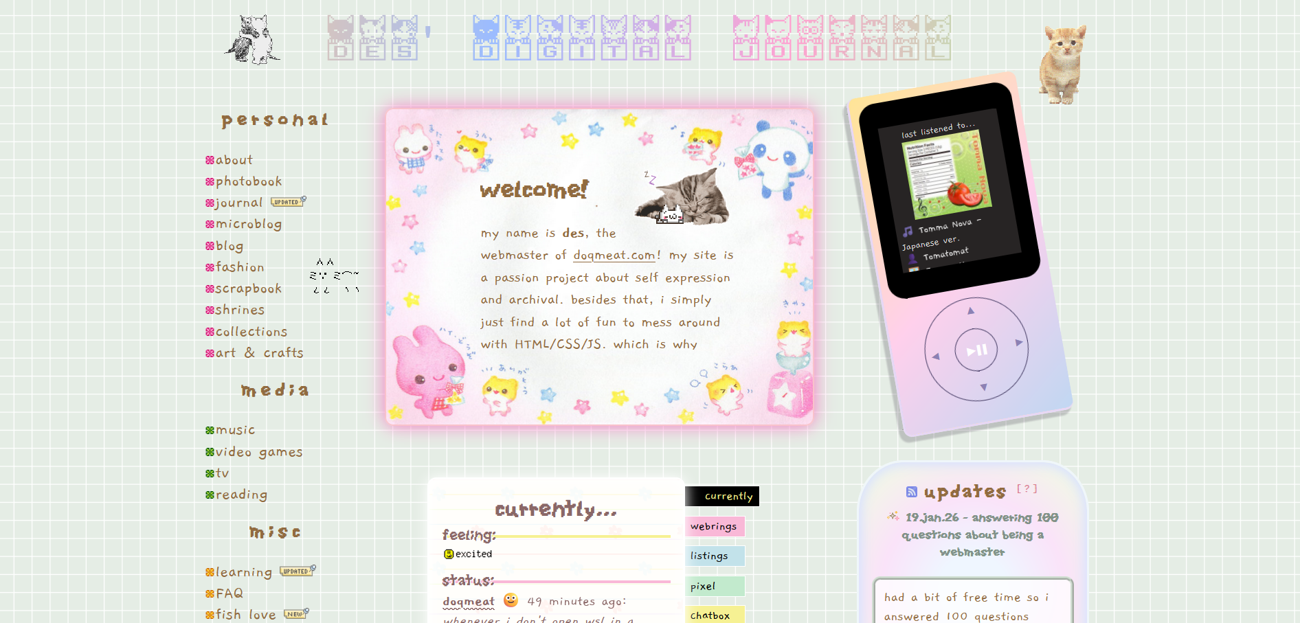 screenshot of my doqmeat.com homepage